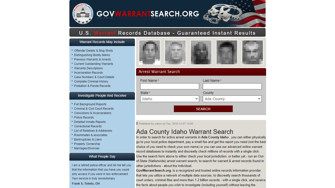 Ada County Idaho | Warrant Search